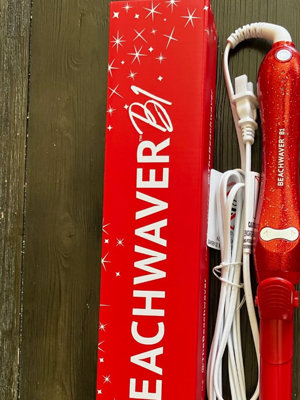 Beachwaver Co. B1 Rotating Curling Iron, Red Glitter